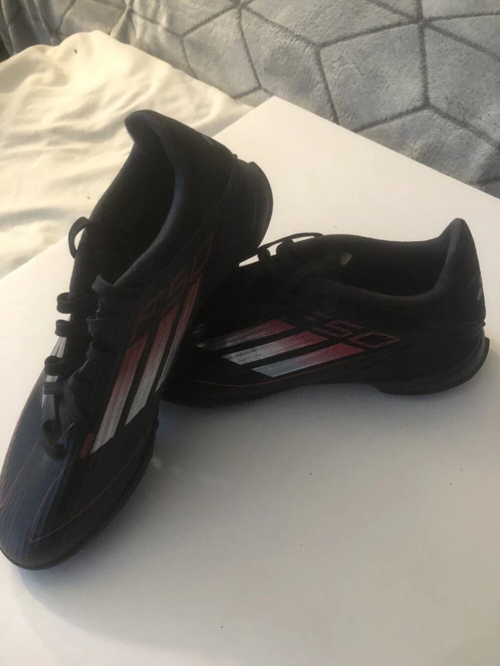 Adidas F50 League Turf Boots Black/Red Soccer Cleats Kids Size 5
